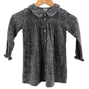 Tocoto Vintage Girl’s Long Sleeve Leopard Print Collared Dress Size 4 Years